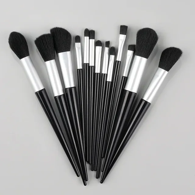 Set de 13 pensule de machiaj - pensule moi și pufoase pentru bază, fard de obraz, farduri de ochi și kabuki