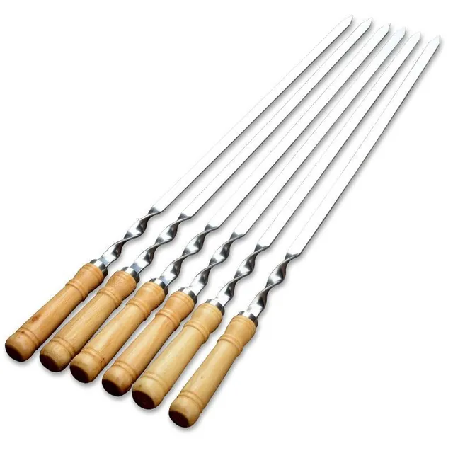 Universal barbecue skewers with wooden handle (55 cm) for barbecue