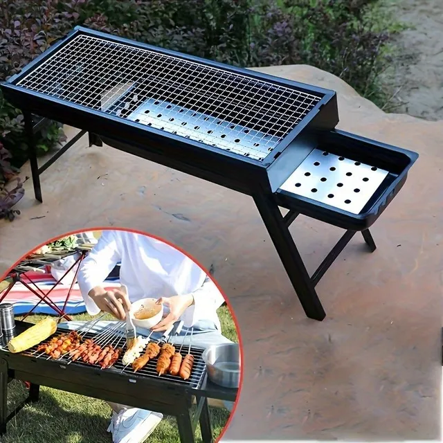 Folding grill for charcoal and wood - portable grill for BBQ and camping