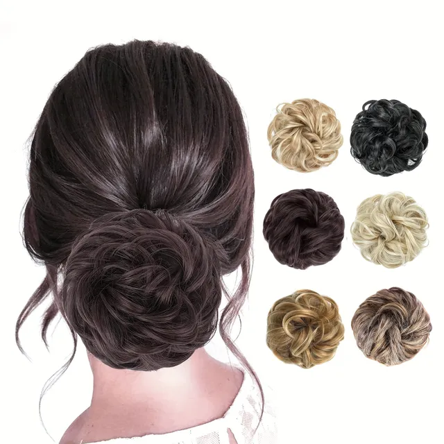 Gorgeous tousled bun - hair clip with curly extensions