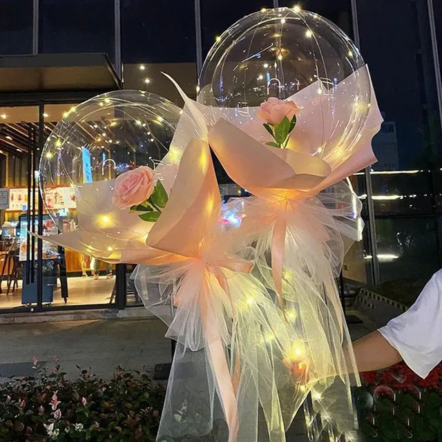 Valentýnské svítící LED balónky - kytice
