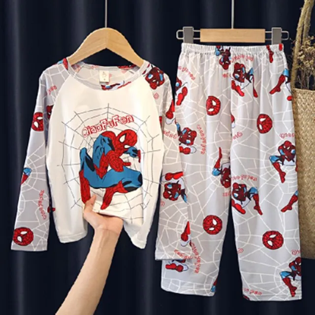 Pijama pentru copii cu două piese cu print Spiderman și altele