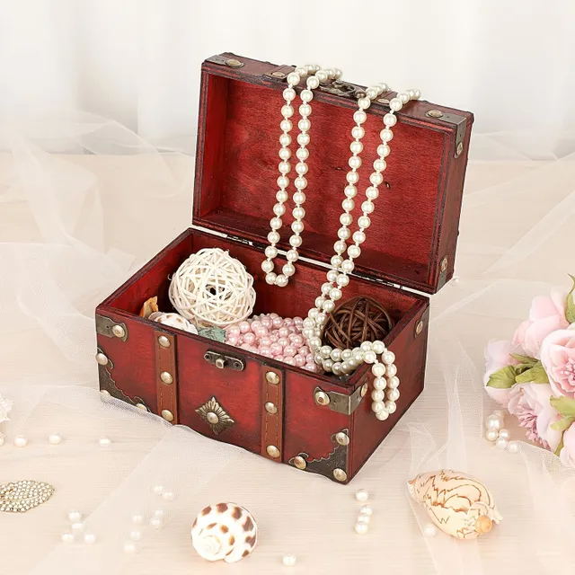 Truhlice pokladů - Vintage dřevěná šperkovnice