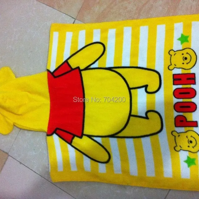 Children's beach towel with cartoon character prints and hood