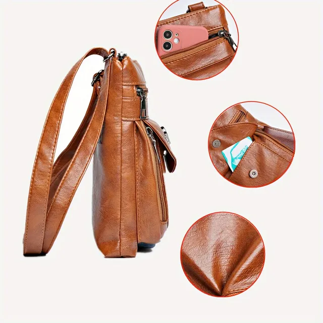 Vielseitige Crossbody Messenger Tasche mit mehreren Fächern - Telefon- und Münzablagen