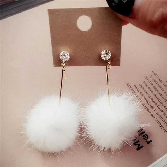 Beautiful ladies dangle earrings with plush Truman ball