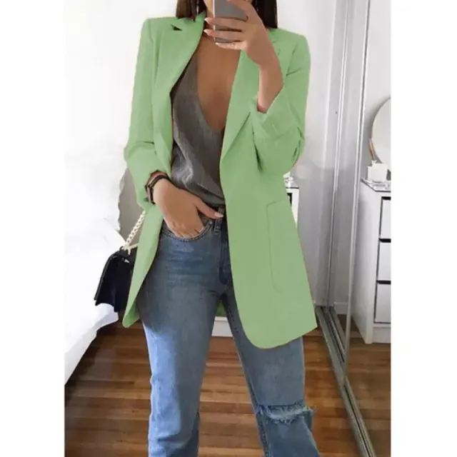 Manteau blazer oversized pour femme en une seule couleur à manches longues pour les loisirs et le bureau