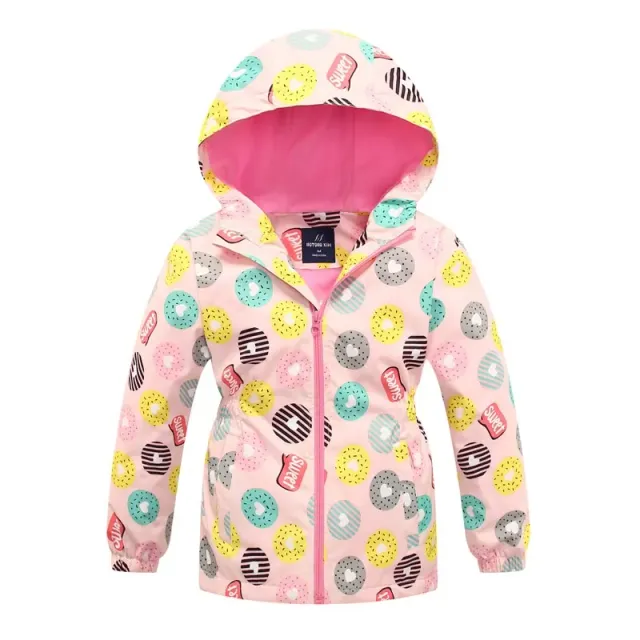 Girls spring floral fleece waterproof jacket