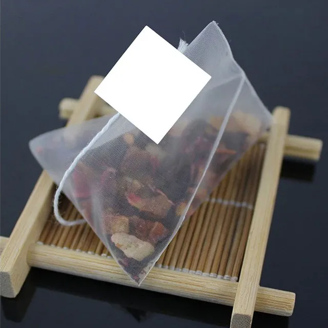 Tea pyramid bags of natural material