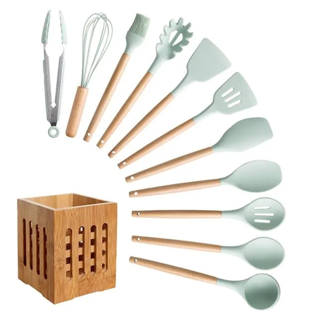 Kitchen utensils set in stand 12 pcs