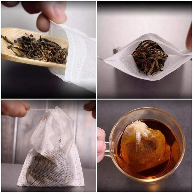 Nanotorebki herbaty wykonane z naturalnego materiału - 6 x 8
