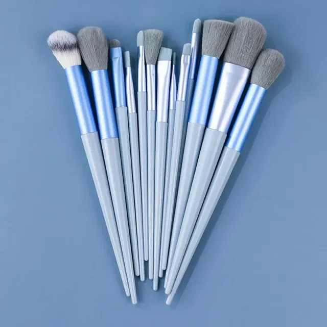 Set of 13 make-up brushes - soft and fluffy brushes on the base base, face, eye shadows and kabuki