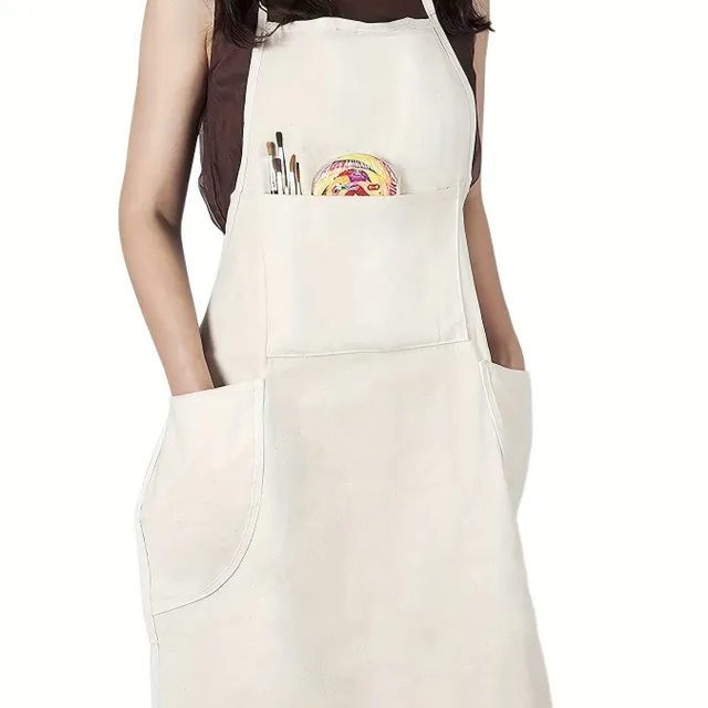 Waterproof paint apron with three pockets for adult women