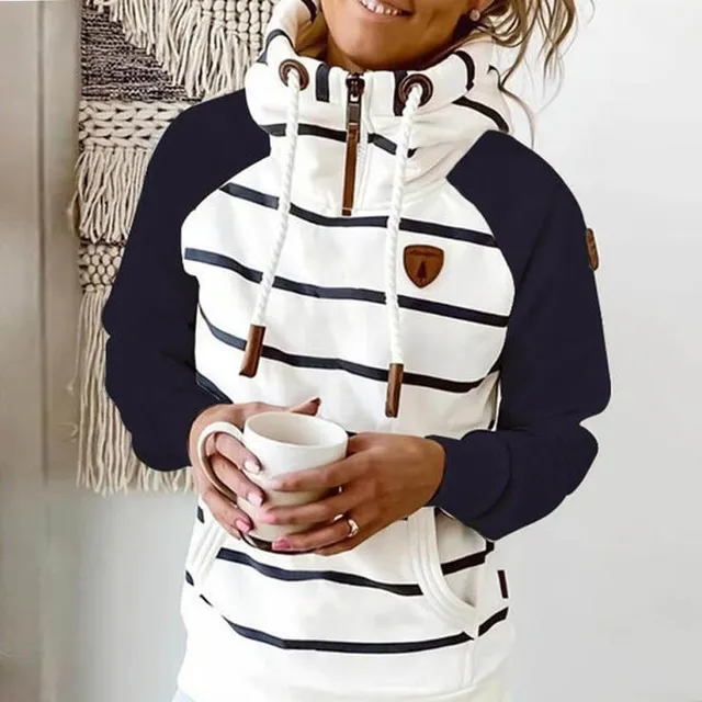 Women's striped hoodie with hood