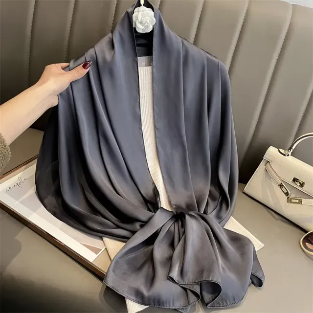 Fashionable satin scarf with a size of 90x180 cm for women