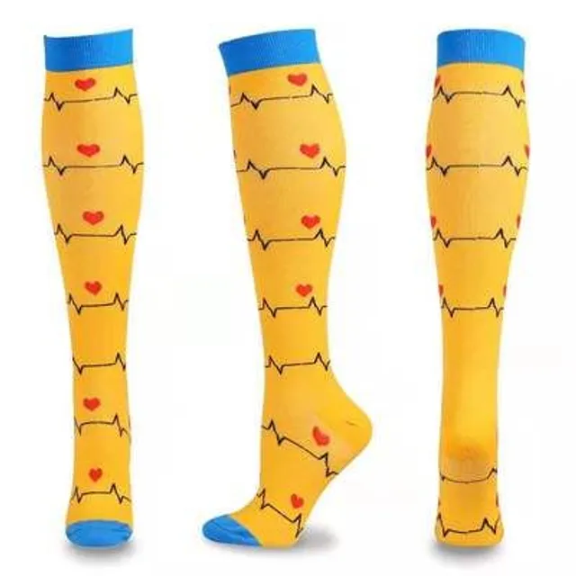 Compression high socks with various motifs