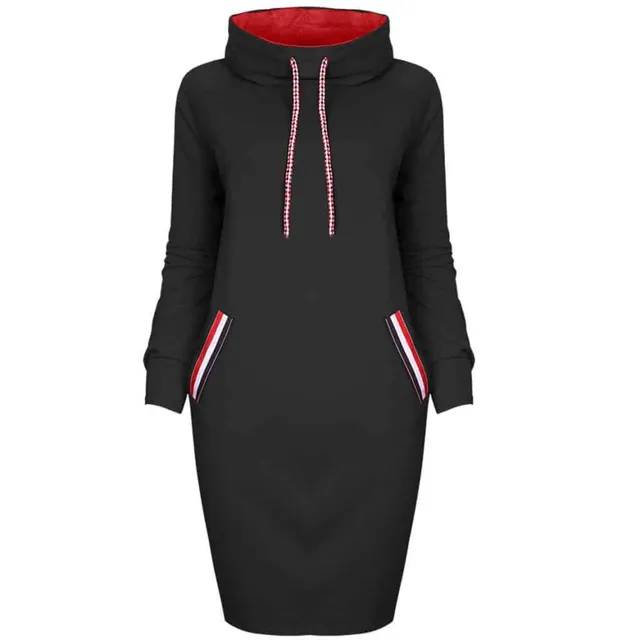 Rochie din fleece pentru femei cu glugă l Černá