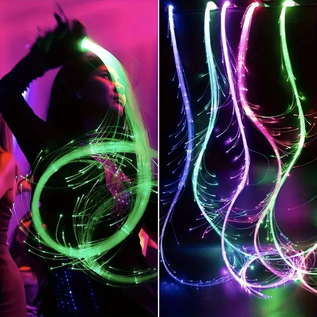 LED Dance Whips - pas ładowania włókna, światło RGB