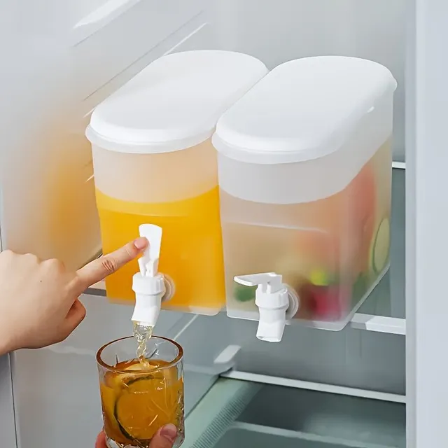 Large plastic pot for drinks with tap, water cooler for juices and drinks, drinking pot for fridge with tap