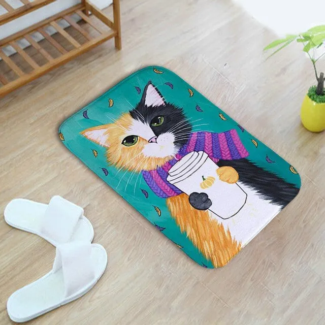 Fürdőköpenyes szőnyeg macskával