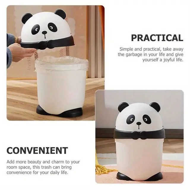 Cute panda-shaped garbage basket with lid