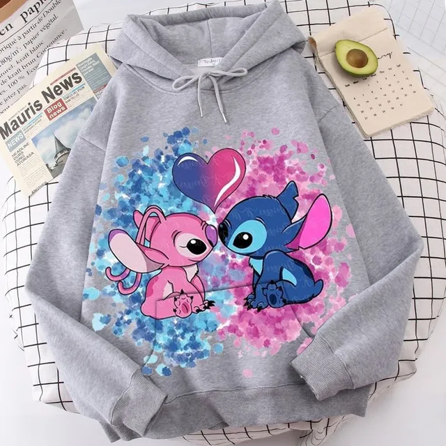 Detská dizajnová mikina s kapucňou s potlačou Stitch