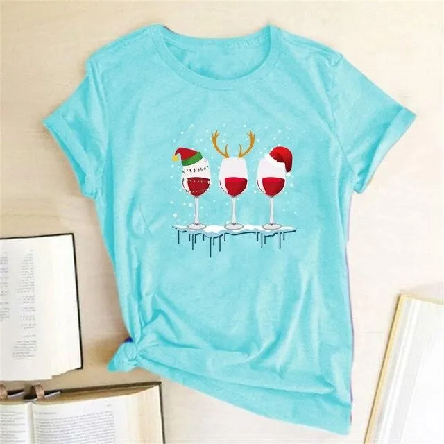 Christmas T-shirt with wine