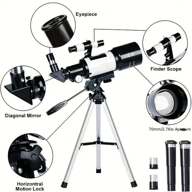 Telescope F30070 - Profesionálne observatórium, vysoké rozlíšenie, 15x-150x zväčšenie, monokulárne a tripvé