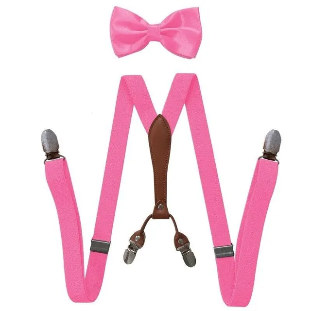 Men's suspenders with bow tie yellow Aspen