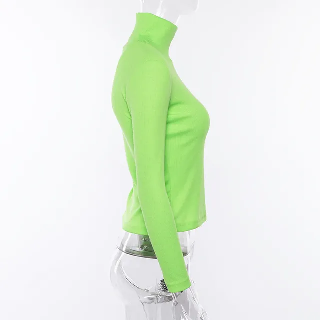 Women's neon fashion turtleneck with long sleeves