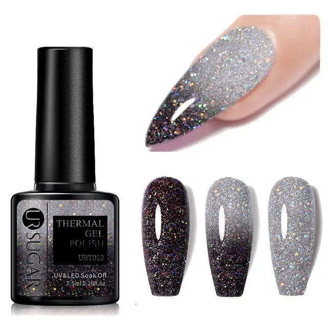 Temperature-responsive glitter gel varnish