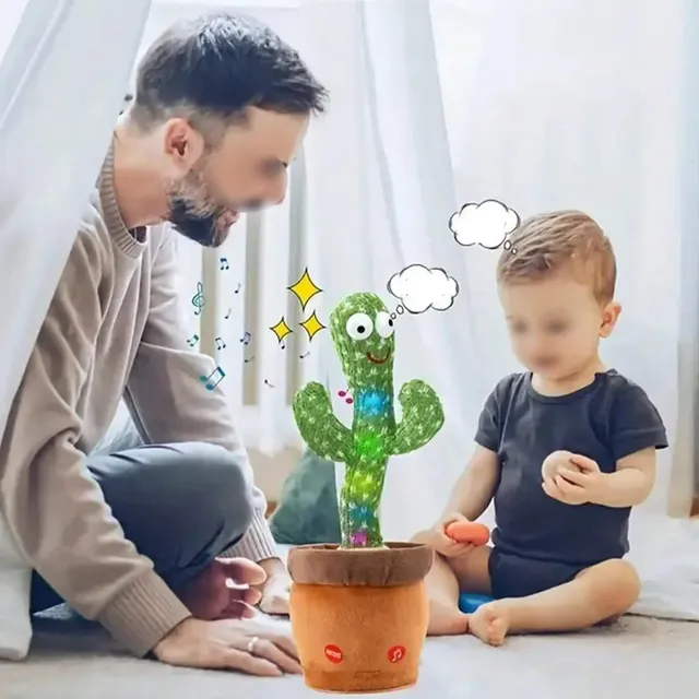 Dancing and talking cactus stuffed animal who sings, mimics and repeats what you say