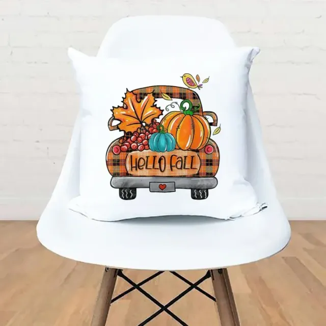 White pillowcase with printing car for home and party decorations for Thanksgiving