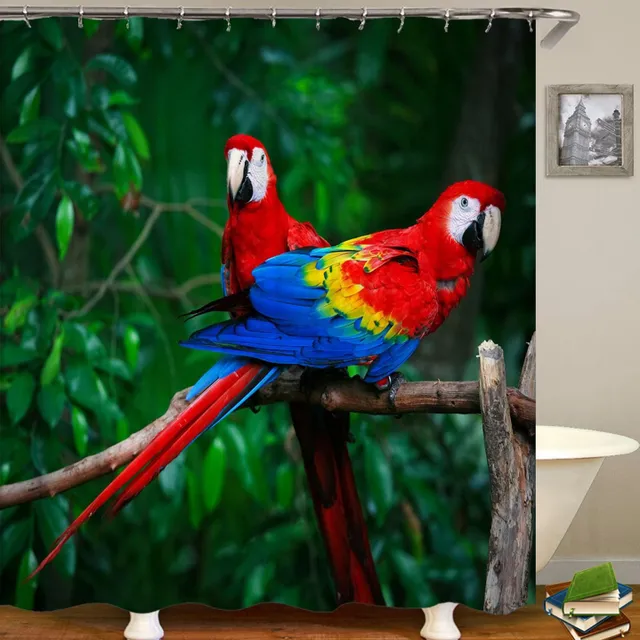 Shower curtain with parrots