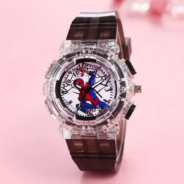 Children's analog watch with LED candlelight on the Spider-man theme display