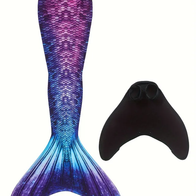 Costum de baie pentru copii cu coadă de sirena - Mermaid Swimsuit cu imprimeu colorat de solzi de pește, pentru plajă, petrecere, spectacole și cosplay