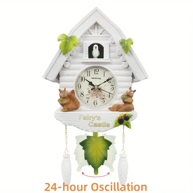 Nordic cuckoo clock with birdhouse - Daily and hourly alarm, pendulum wall clock for household, office and living room decoration