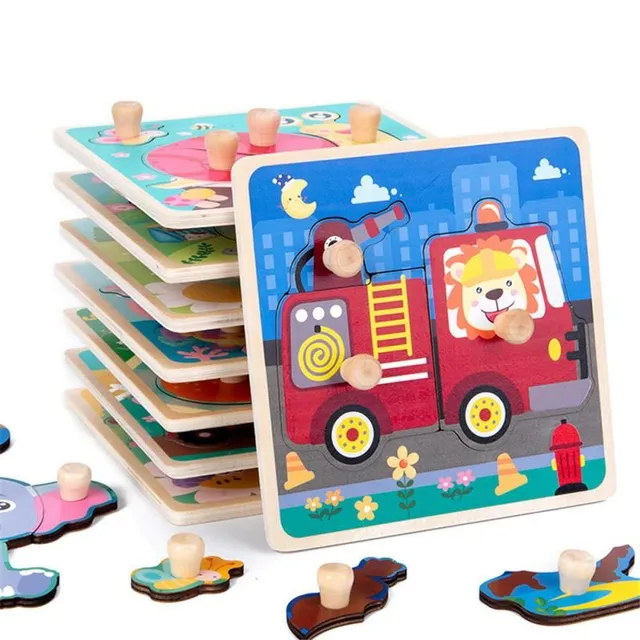 Children's wooden educational puzzle with animals