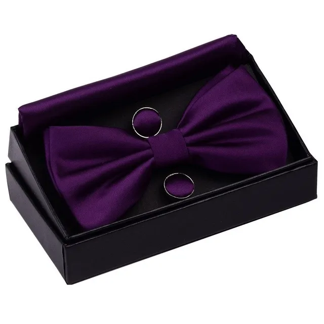 Men's bow tie, handkerchief and cuff links Augustine