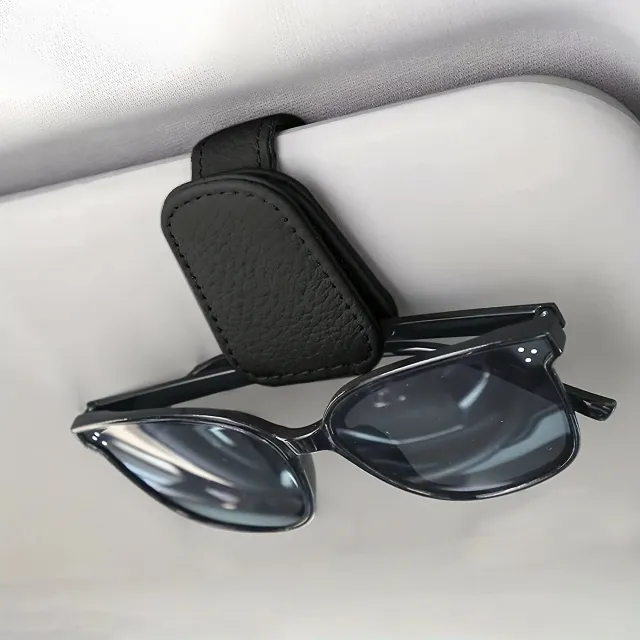 Magnetic sunglass holder with artificial leather sun visor - Auto Accessories