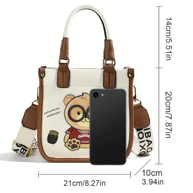 Sac crossbody stylé avec bandoulière amovible et ours