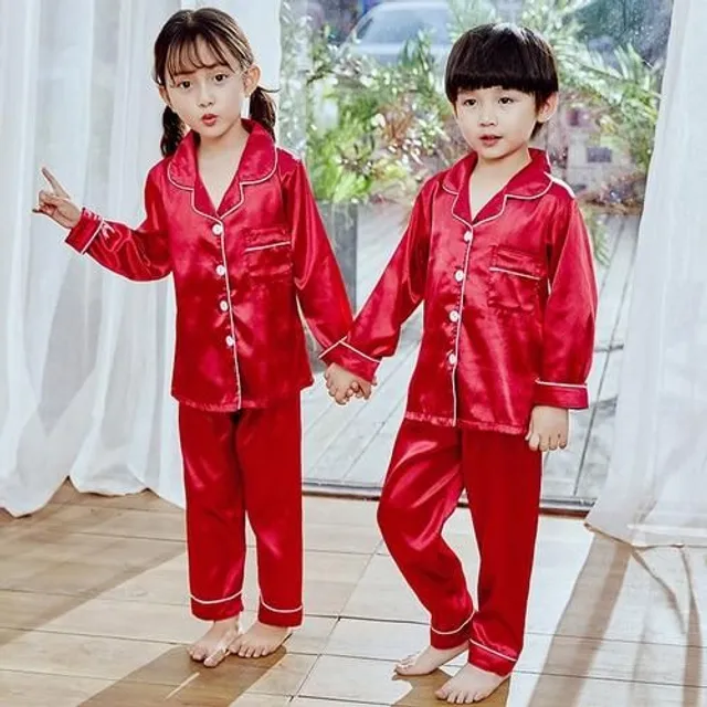 Printed satin children's pajamas