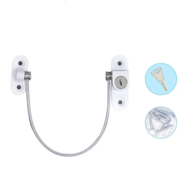 Child lock for windows, doors and drawers with steel cable