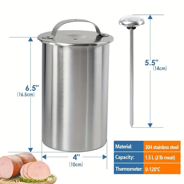 Healthy homemade ham - stainless steel pressure pot with thermometer for easy cooking