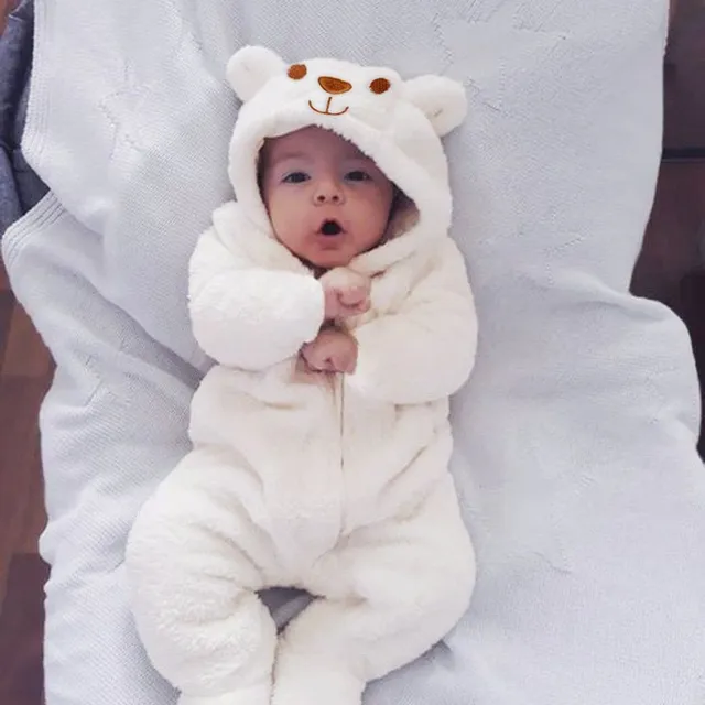 Beautiful baby jumpsuit with hood and ears - bear