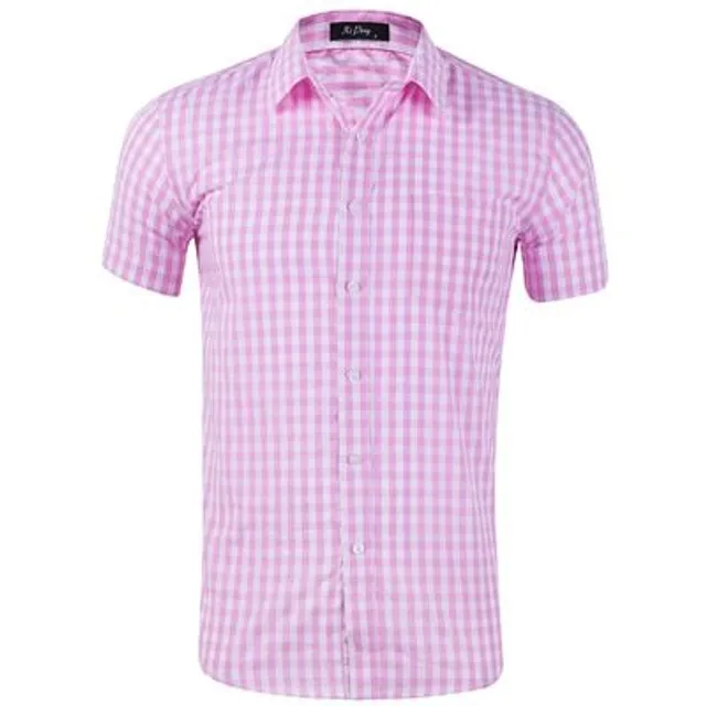 Men's two-color summer classic shirt with plaid design