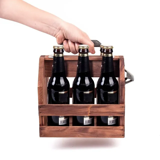 Wooden retro bottle stand with opener