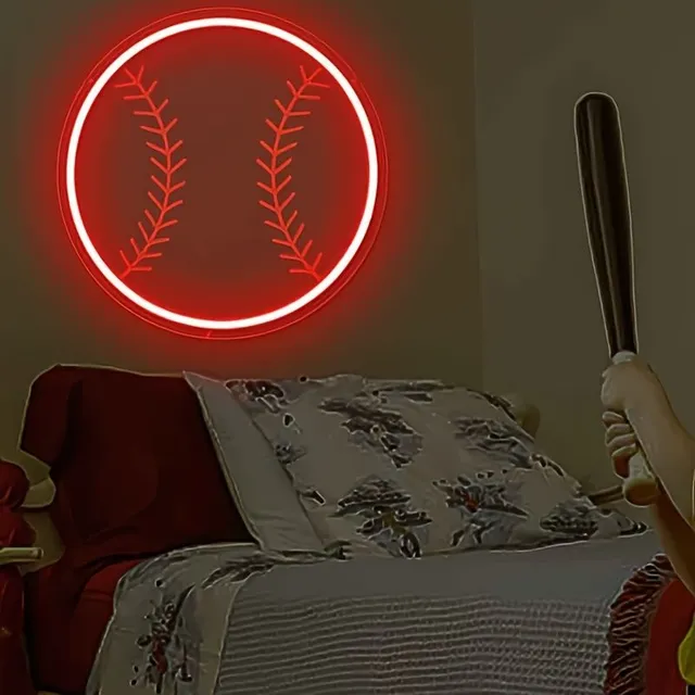 Baseball neónové svetlo do spálne - Nastaviteľné, s LED baseball, Nástenné dekorácie - Lampa - Pre spálňu, Mužské jaskyne, Party, Domáce dekorácie