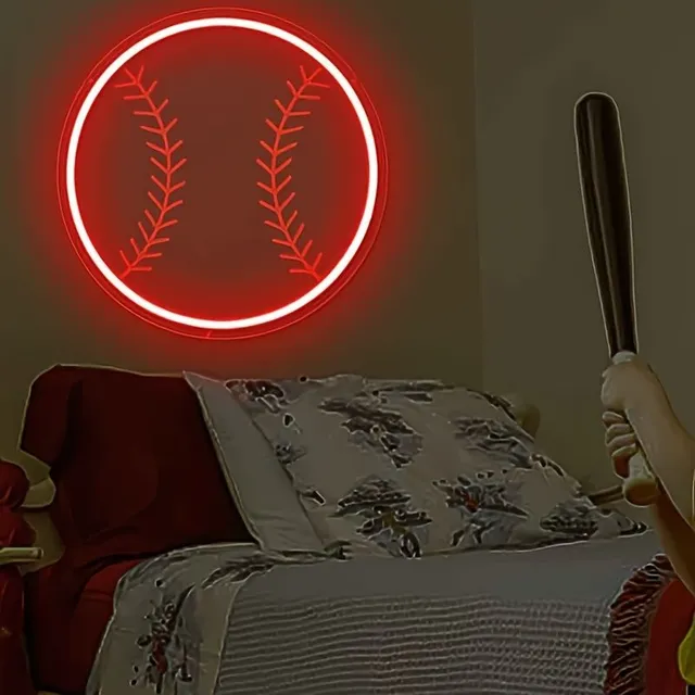 Lumină neon baseball pentru dormitor - Reglabilă, Cu LED baseball, Decor de perete - Lampă - Pentru dormitor, Peștera bărbătească, Petrecere, Decorațiuni interioare