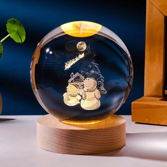 Vianočné krištáľové lopty - 3D sviečky s rozprávkou, nočná lampa a dekorácie Stolo